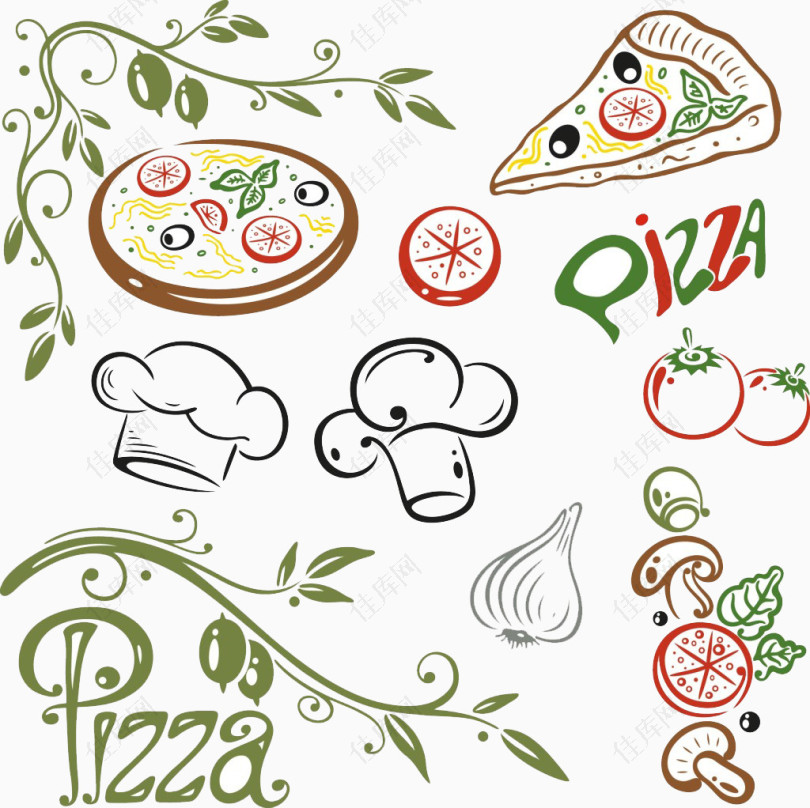 卡通pizza美食素材背景