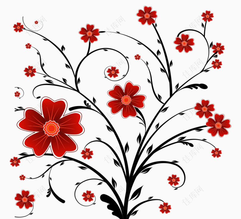 红色五瓣鲜花