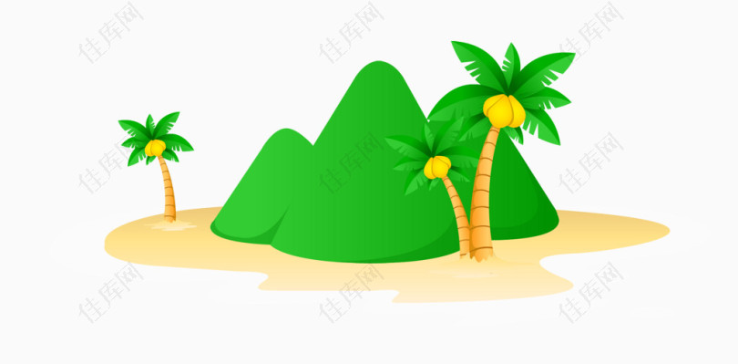 卡通清新夏日椰树