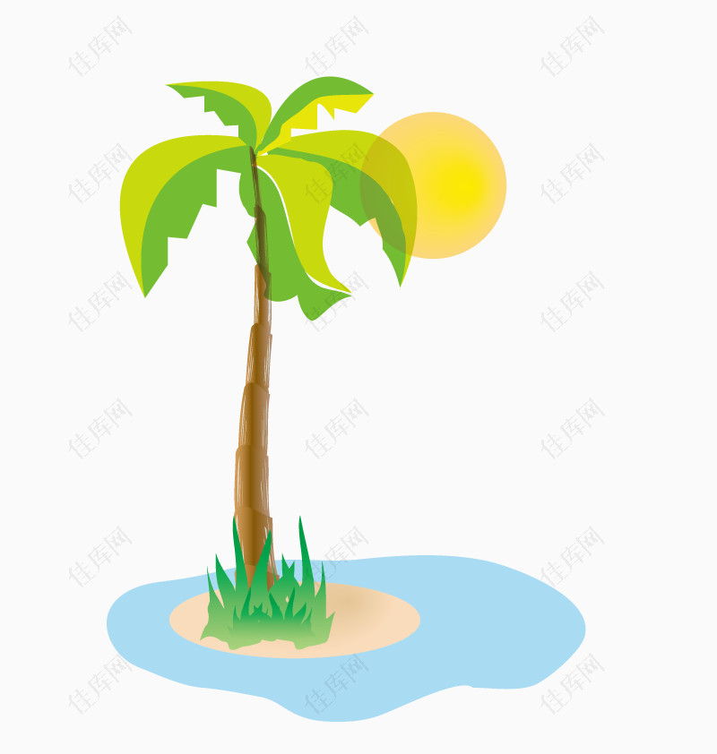矢量椰岛树