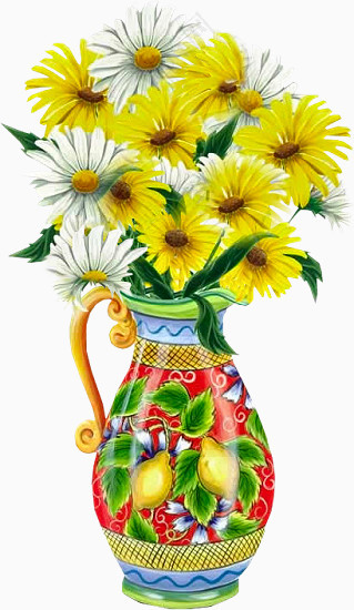 红黄菊花花瓶