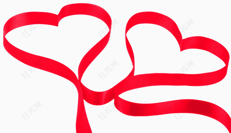 红色丝带编织成两爱心