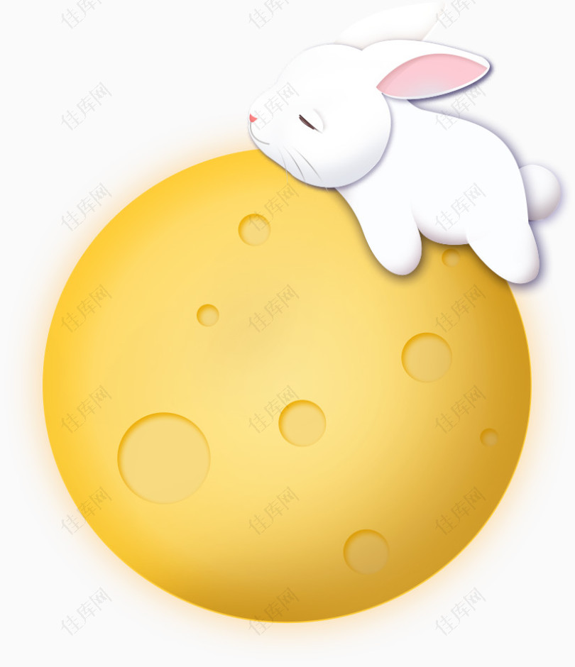 中秋节趴在月亮上的玉兔