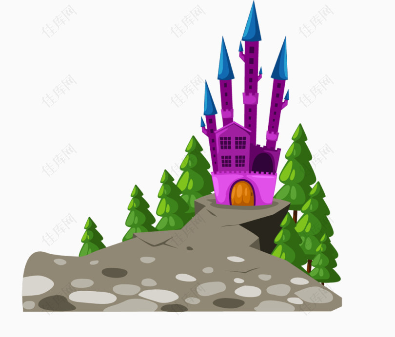 六一儿童节卡通装饰城堡房子