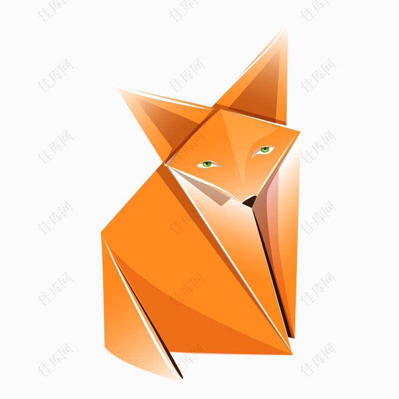 可爱的折纸狐狸图案矢量素材