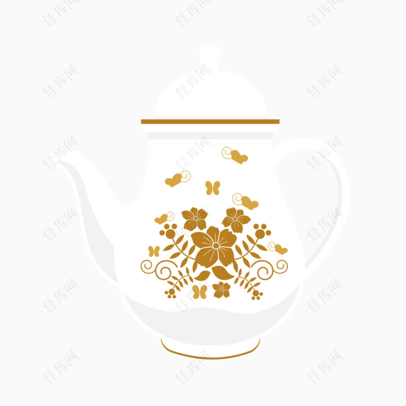 白色陶瓷茶壶水壶