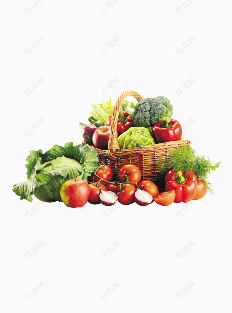 篮子里的蔬菜水果大拼盘