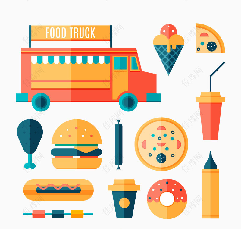 餐车和食物