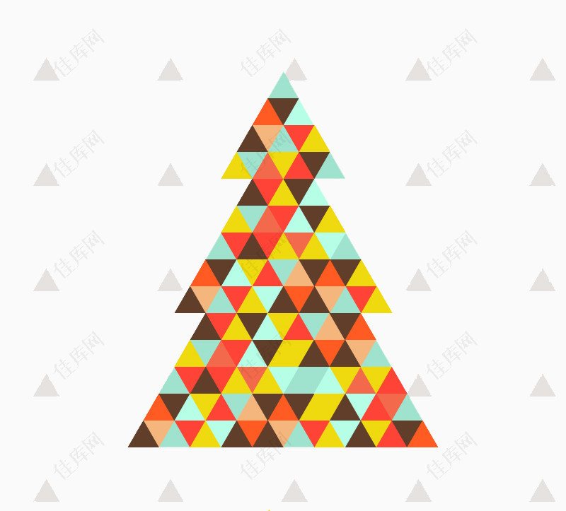 缤纷三角格纹圣诞树矢量素材