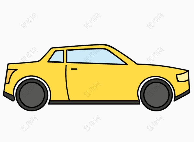 黄色卡通轿车素材