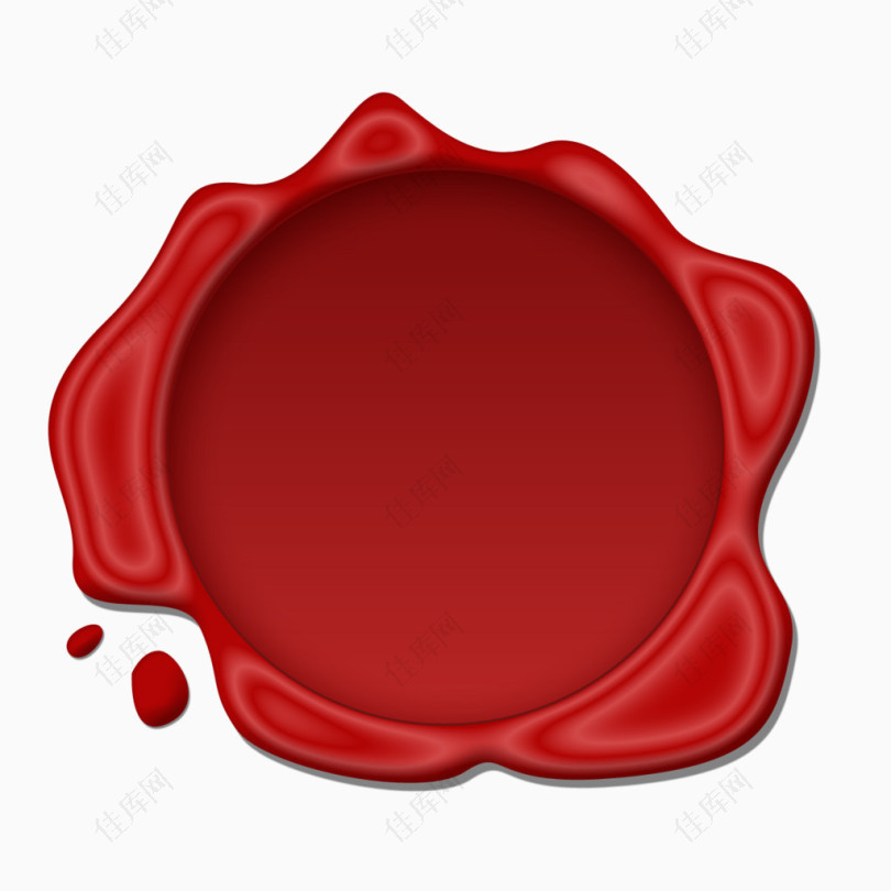 红色封蜡圆形图章