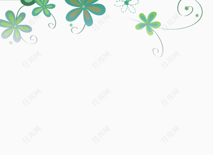 绿色卡通花朵装饰