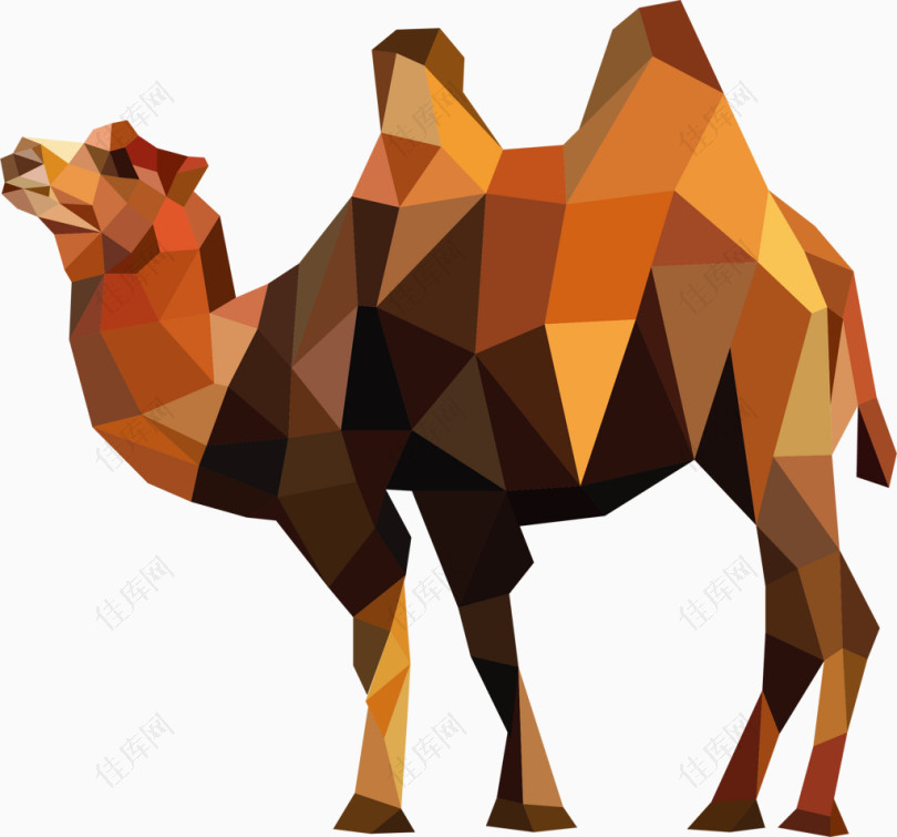矢量立体折纸骆驼