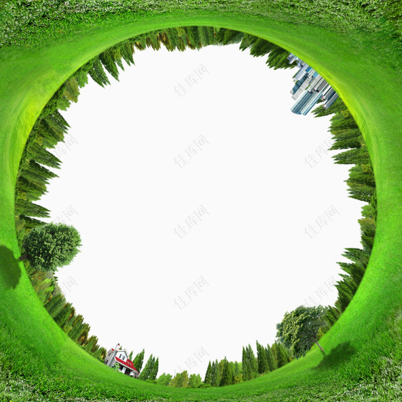 草地树木圆形视角