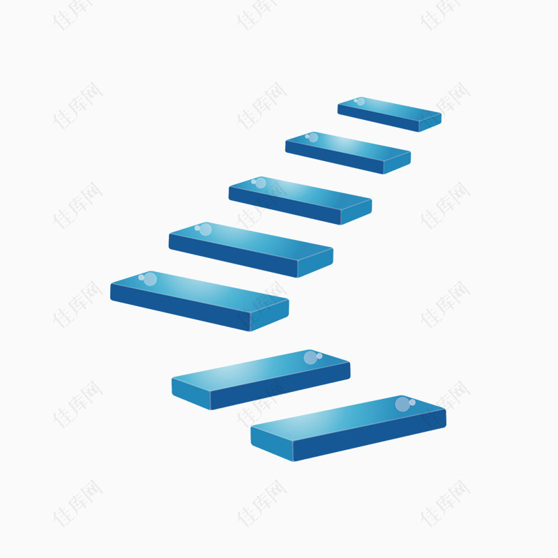 漂浮的楼梯蓝色转角楼梯水滴装饰元素
