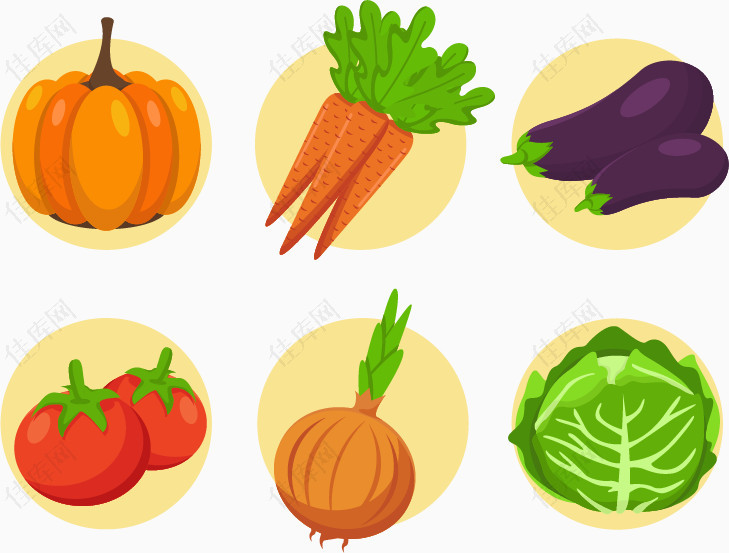 6款彩色蔬菜图