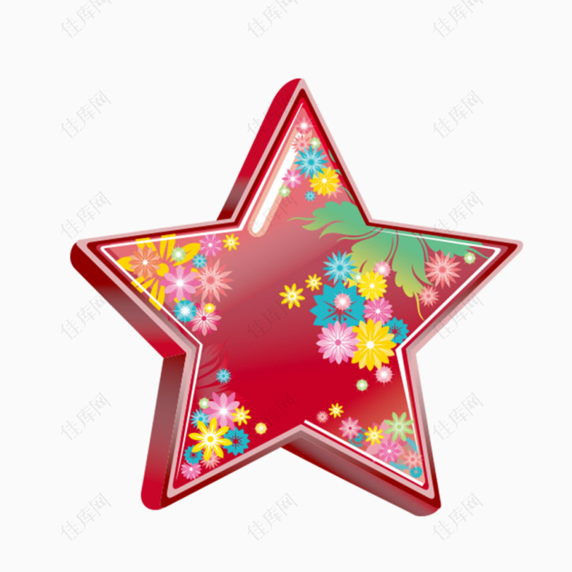 红色五角星花纹图片