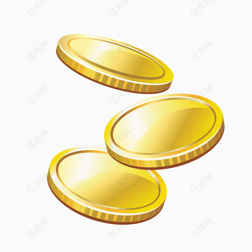 金属质感金色硬币钱币