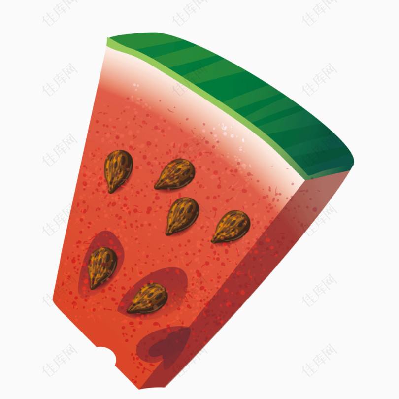 矢量水果俯视红色西瓜