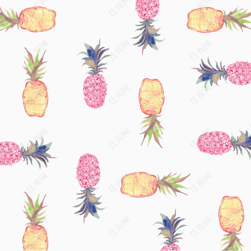 彩绘菠萝背景图案