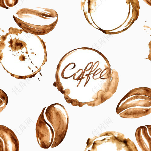 咖啡豆手绘背景素材