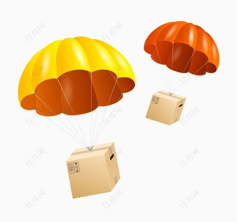 降落伞和快递箱子