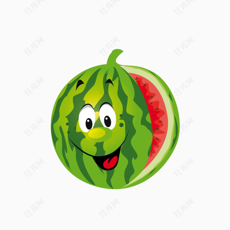 卡通高兴的西瓜水果素材