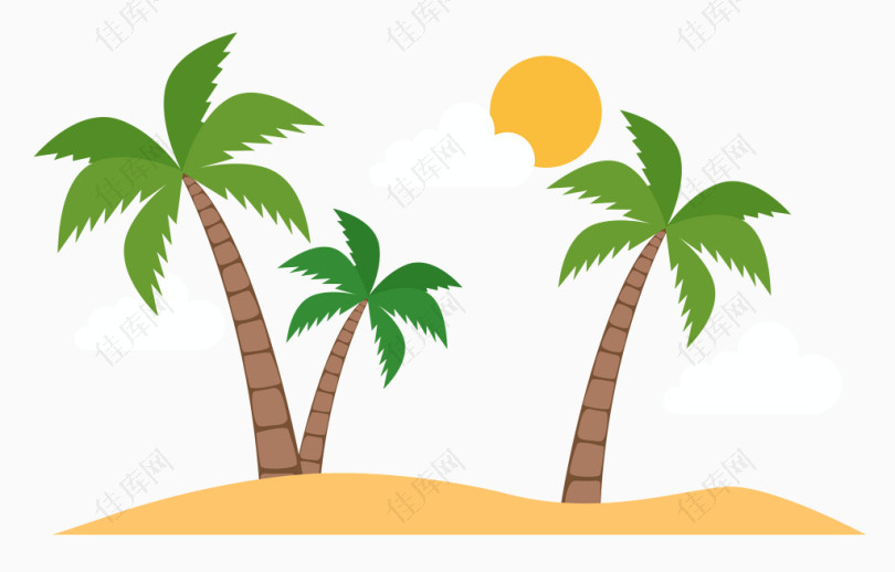 矢量沙滩椰树素材