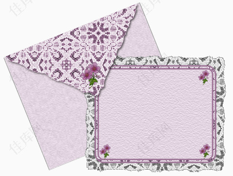 紫粉色信封信纸素材