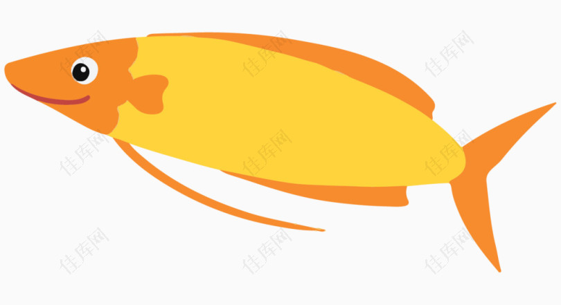 卡通手绘黄色鱼png