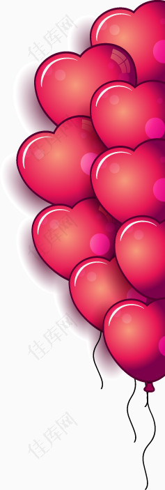 梦幻粉色心形气球图案