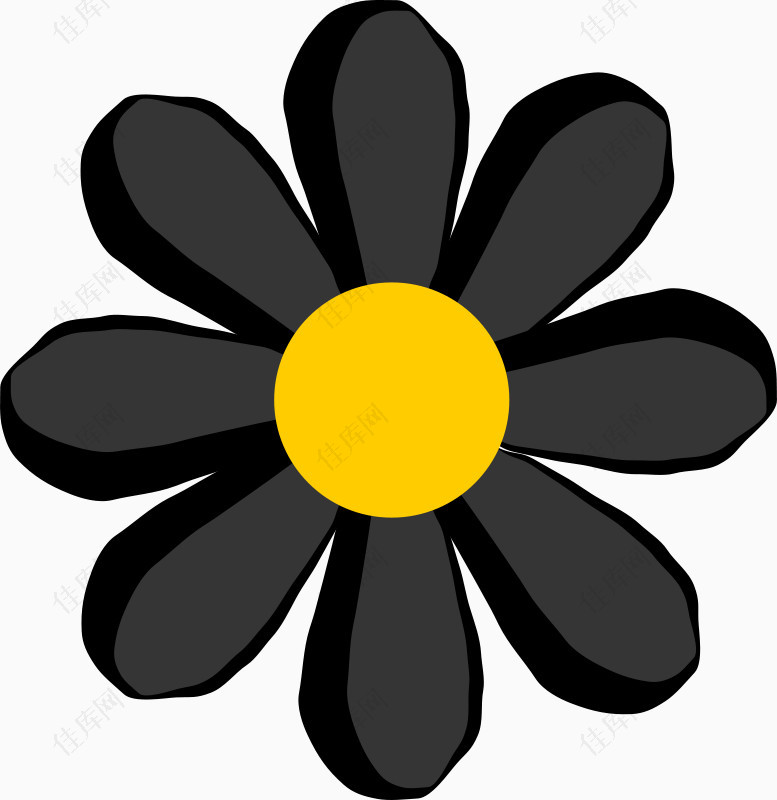 黑色的黄色心的花瓣