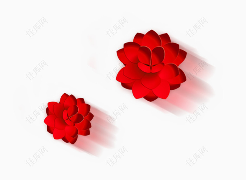 红色花朵立体素材