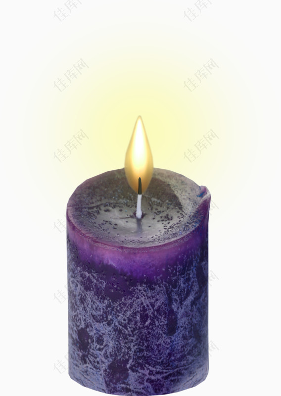 卡通紫色燃烧的蜡烛