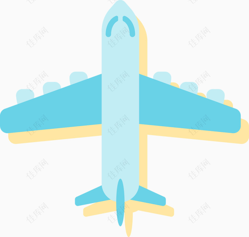 飞机蓝色装饰矢量图