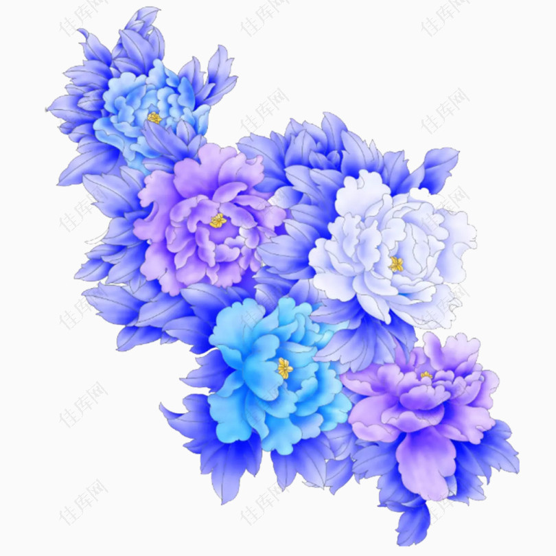淡紫蓝色花png元素图片素材 佳库网
