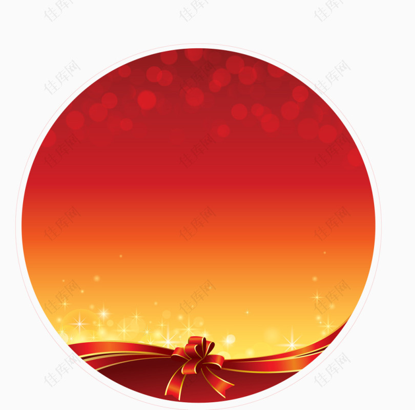 圆形红火的夕阳箭头引导