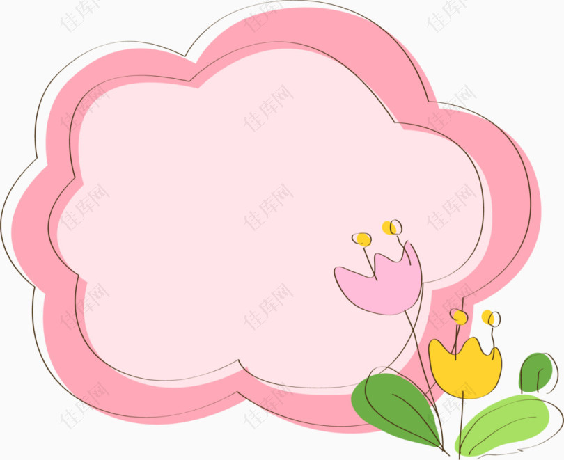 卡通手绘花朵粉色边框