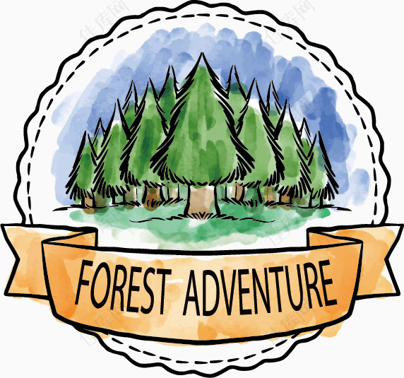 水彩山林logo矢量