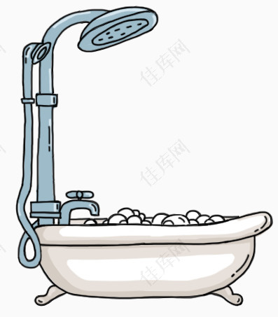 卡通手绘浴缸