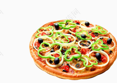 美味黑橄榄辣椒肉丝披萨
