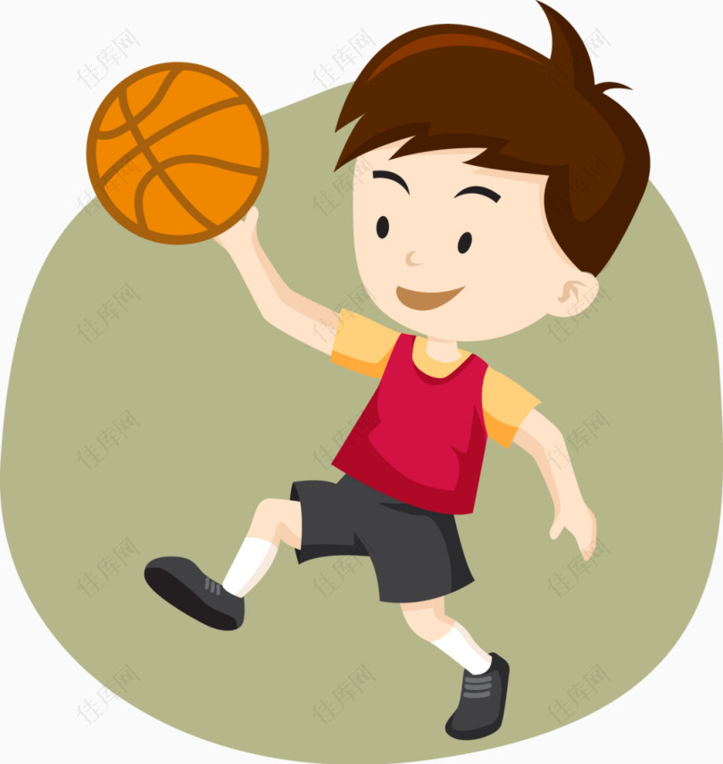 卡通男孩篮球运动员