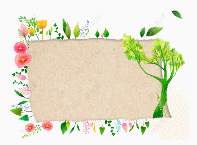 手绘花卉文本框