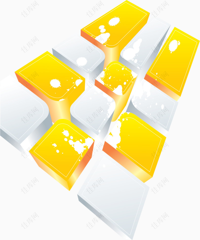 矢量黄色立体方块装饰背景