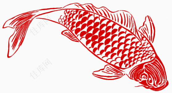 红色刺绣鲤鱼鱼儿