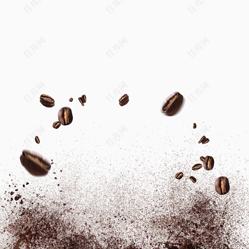 飞溅的咖啡豆咖啡粉