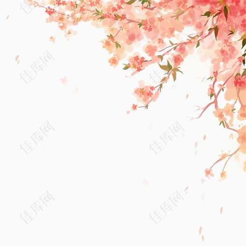 山花浪漫的粉色桃花林装饰