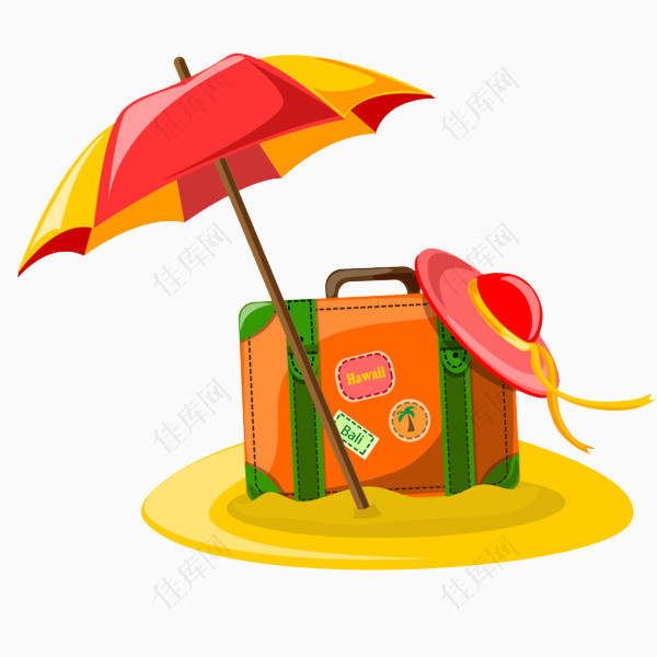 遮阳伞遮阳帽行李箱夏日沙滩