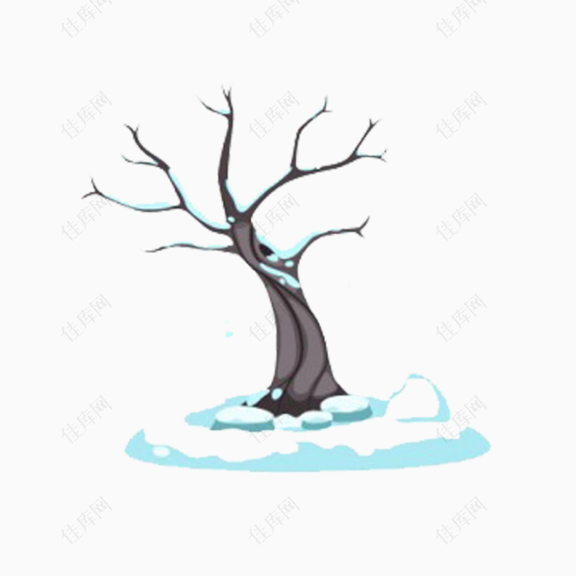 下雪的冬天孤独的树