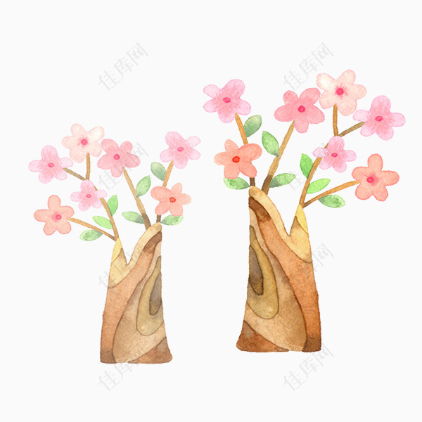 粉色手绘桃花